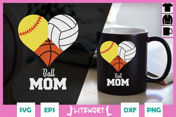 Ball Mom Softball Basketball SVG for Crafts and Graphics