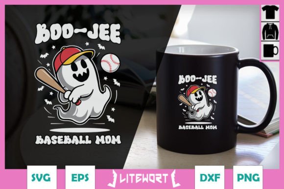 Boo-Jee Baseball Mom Ghost Halloween SVG for Crafts & Graphics