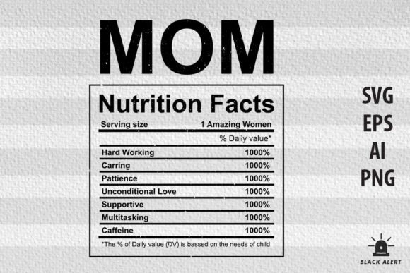 MOM Nutrition Facts SVG Mothers Day – A Versatile Graphic Design Asset for Crafts